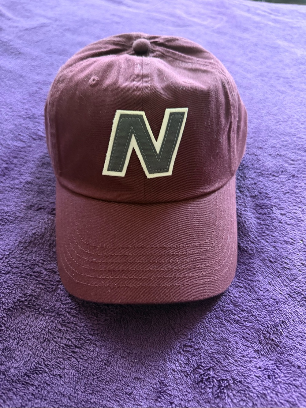 Maroon Baseball Cap with 'N' Patch